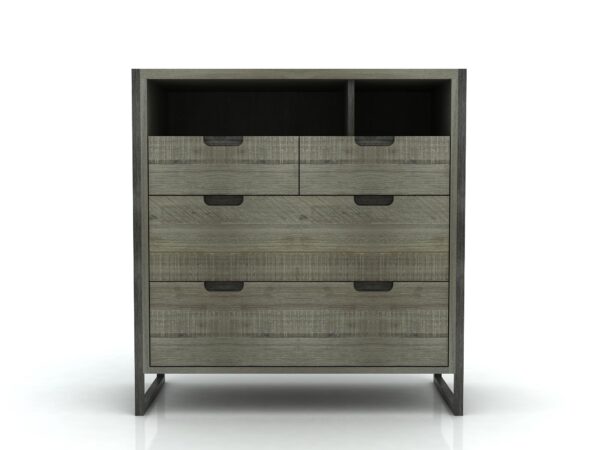 Komoda z szufladami w stylu industrialnym na metalowej podstawie