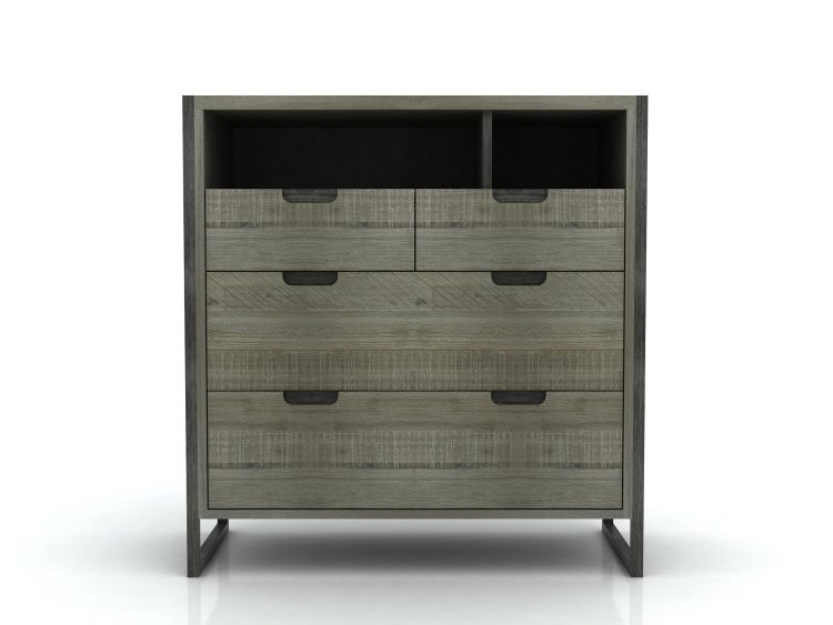 Komoda z szufladami w stylu industrialnym na metalowej podstawie
