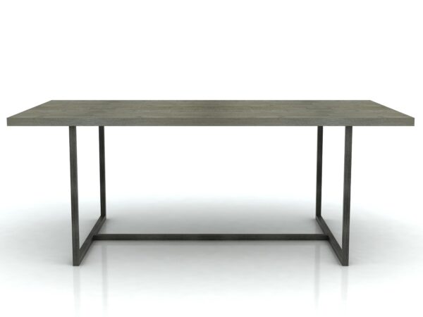 stół z dębowym blatem i stalową ramą w stylu nowoczesnym