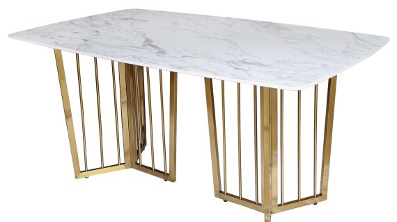 miniaturka Stół 160cm Złote Nogi Blat Biały Y – Virtus