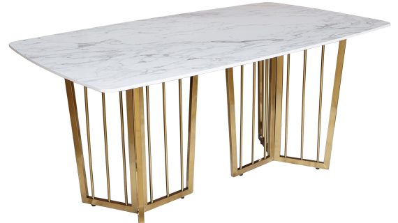 miniaturka Stół 160cm Złote Nogi Blat Biały Y – Virtus