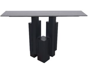 Czarna Konsola Stalowa Podstawa Blat Marmur – Virtus