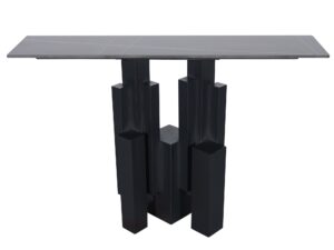 miniaturka Czarna Konsola Stalowa Podstawa Blat Marmur – Virtus