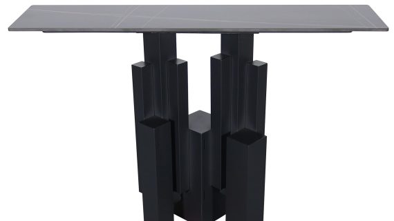 miniaturka Czarna Konsola Stalowa Podstawa Blat Marmur – Virtus