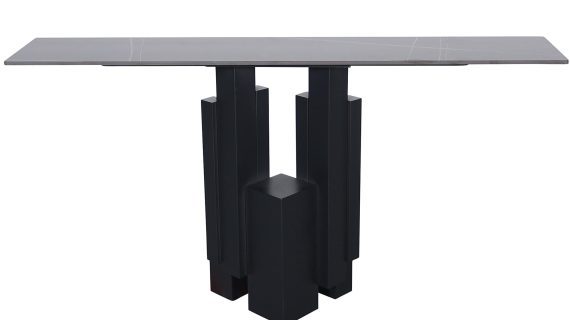 Czarna Konsola Nowoczesny Geometryczny Marmur – Virtus