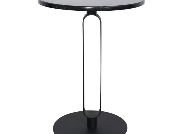 Stolik kawowy z podstawą w formie złotych sześciokątów i czarnym marmurowym blatem w luksusowej aranżacji