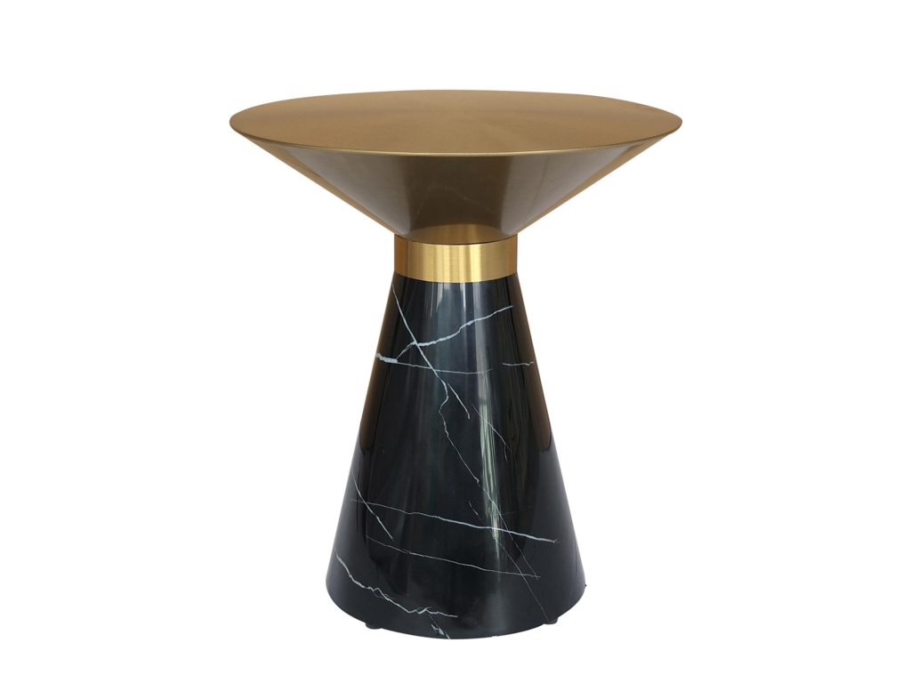 Czarny Stolik Stożkowa Podstawa Złoty Blat Stalowy – Virtus