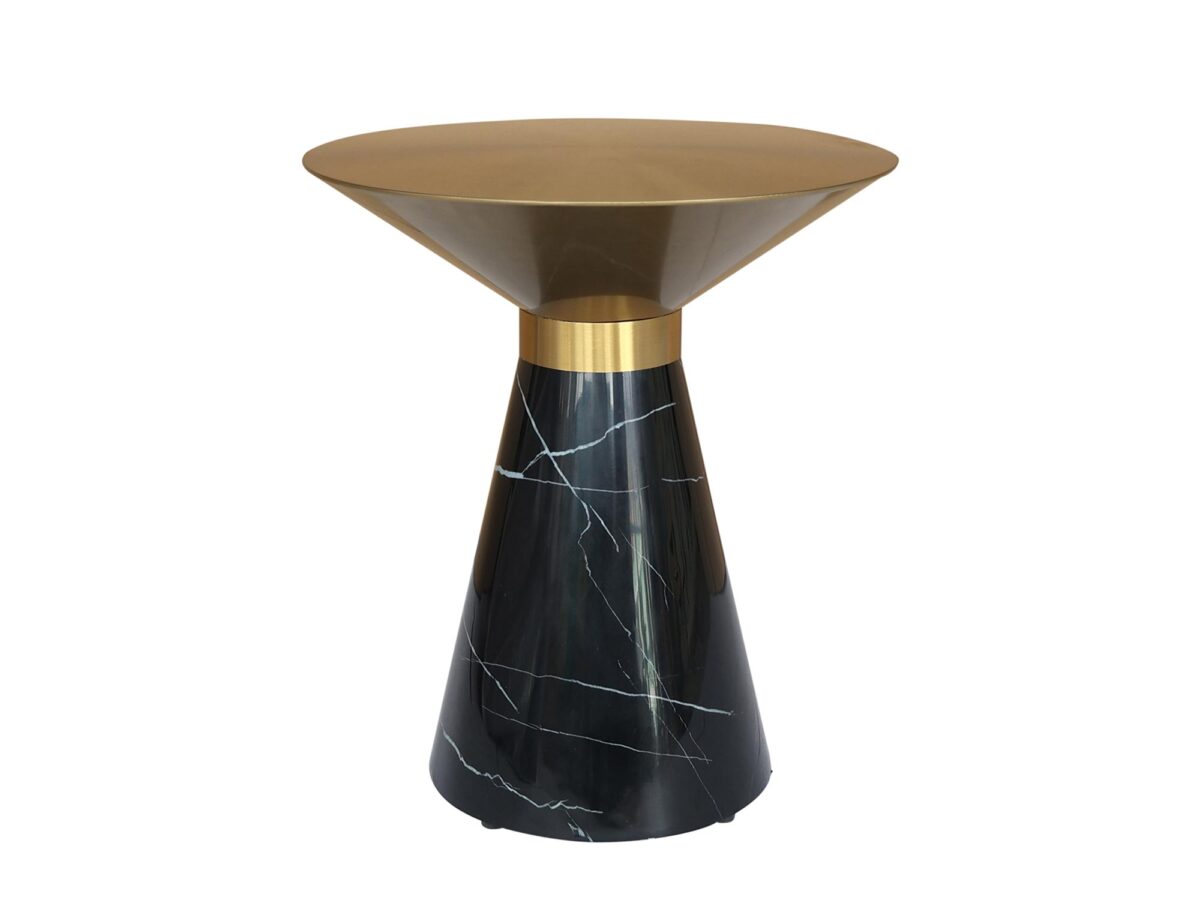Czarny Stolik Stożkowa Podstawa Złoty Blat Stalowy – Virtus