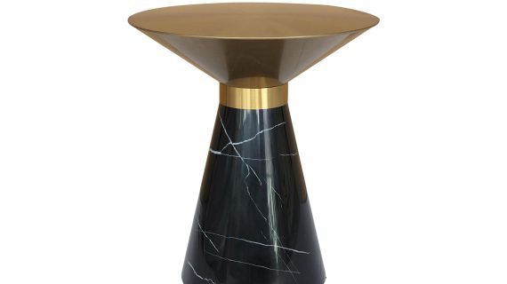 Czarny Stolik Stożkowa Podstawa Złoty Blat Stalowy – Virtus