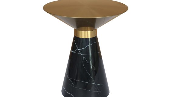 miniaturka Czarny Stolik Stożkowa Podstawa Złoty Blat Stalowy – Virtus