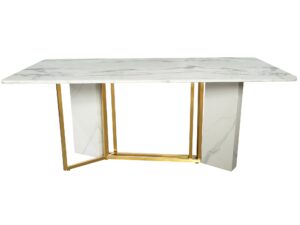 Stół 180cm Biały Marmur Złote Stalowe Nogi – Virtus