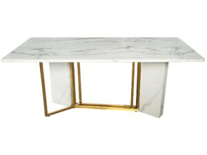 miniaturka Stół 180cm Biały Marmur Złote Stalowe Nogi – Virtus
