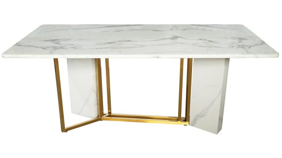 miniaturka Stół 180cm Biały Marmur Złote Stalowe Nogi – Virtus
