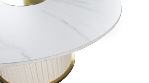 miniaturka Kawowy Stolik Zaokrąglona Podstawa Ekoskóra Złoty Akcent – Virtus