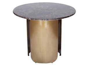 miniaturka Okrągły Stolik Brązowy Blat Złote Nogi Tafle – Virtus