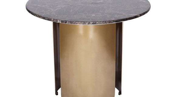 miniaturka Okrągły Stolik Brązowy Blat Złote Nogi Tafle – Virtus