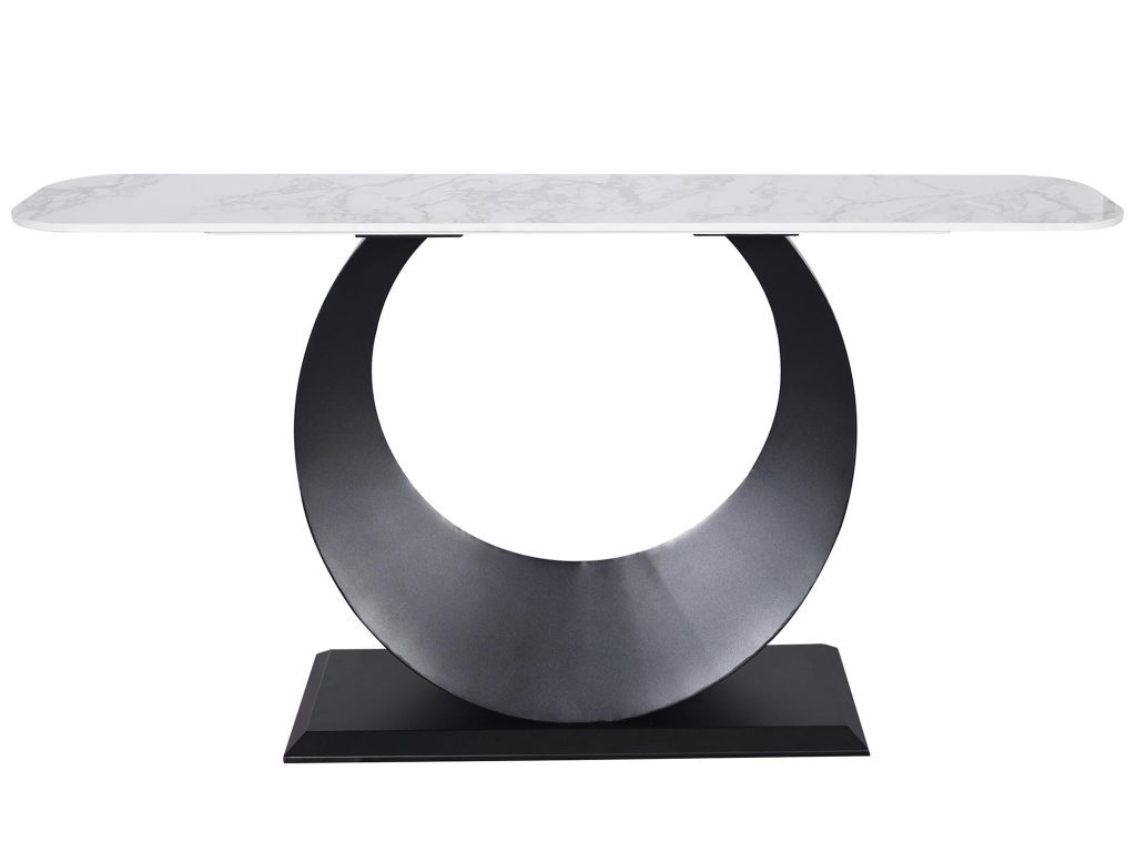 Czarna Konsola Biały Marmur Unikalna Podstawa – Virtus