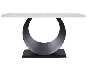Czarna Konsola Biały Marmur Unikalna Podstawa – Virtus
