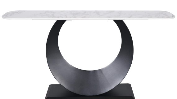 Czarna Konsola Biały Marmur Unikalna Podstawa – Virtus