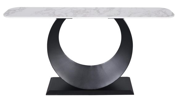 miniaturka Czarna Konsola Biały Marmur Unikalna Podstawa – Virtus