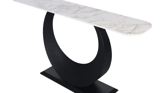 miniaturka Czarna Konsola Biały Marmur Unikalna Podstawa – Virtus