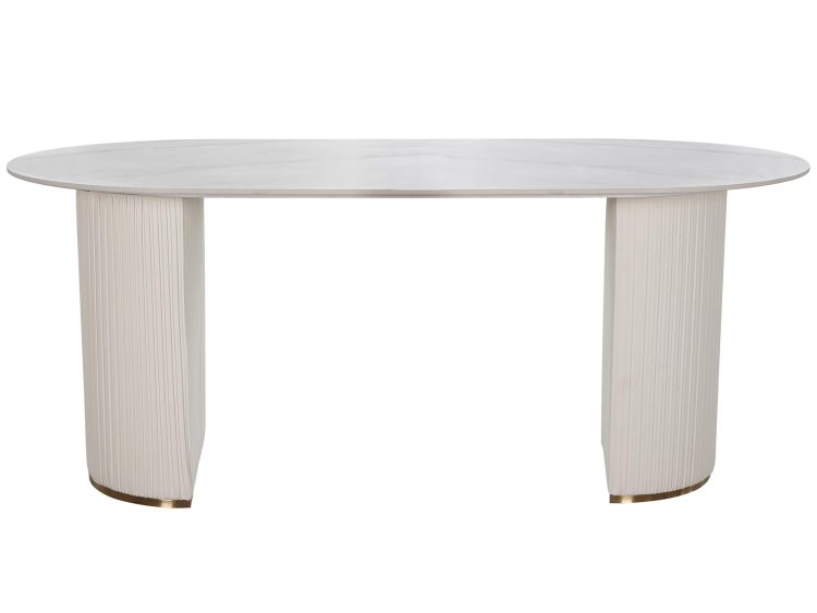 Konsola z blatem z białego marmuru na czarnej podstawie w kształcie okręgu