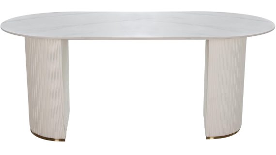 miniaturka Stół 180cm Złota Stal Podstawa Biały Marmur – Virtus