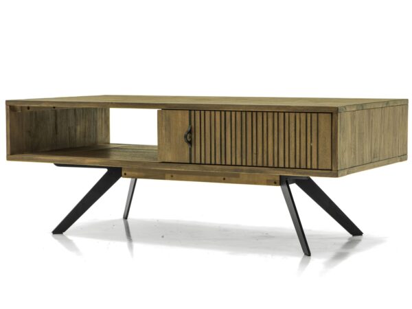 Stolik kawowy drewniany z lamelowym frontem