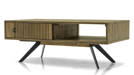 miniaturka Kawowy Stolik Retro z Przegrodą Grafitowe Nogi – Valore