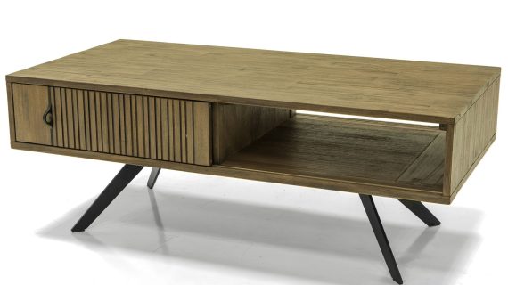 miniaturka Kawowy Stolik Retro z Przegrodą Grafitowe Nogi – Valore