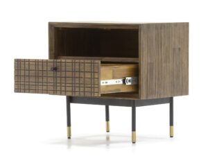 miniaturka Drewniana szafka retro z metalem i złotymi dodatkami – Enigma