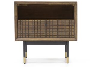 miniaturka Drewniana szafka retro z metalem i złotymi dodatkami – Enigma
