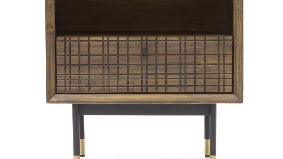 miniaturka Drewniana szafka retro z metalem i złotymi dodatkami – Enigma