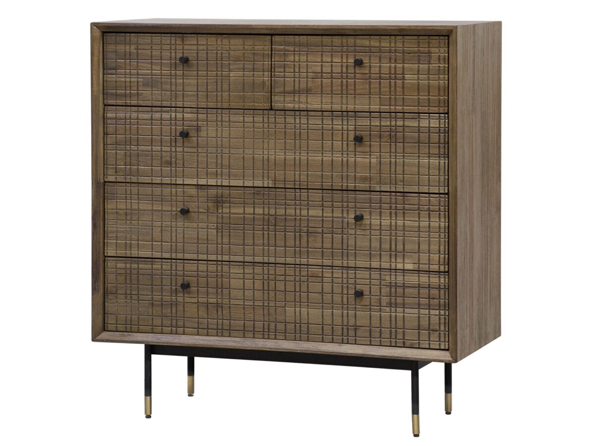 Retro komoda z frontami 3D i złotym akcentem – Enigma