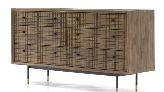 miniaturka Drewniana Szafka Retro 3D ze Złotym Akcentem – Enigma