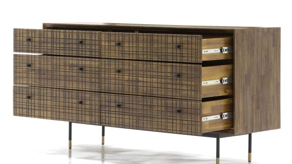 miniaturka Drewniana Szafka Retro 3D ze Złotym Akcentem – Enigma