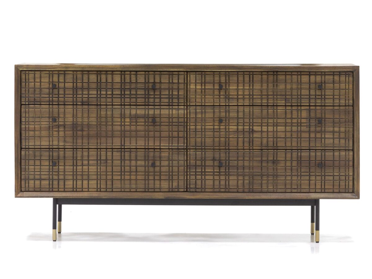 Drewniana Szafka Retro 3D ze Złotym Akcentem – Enigma