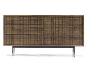 Drewniana Szafka Retro 3D ze Złotym Akcentem – Enigma