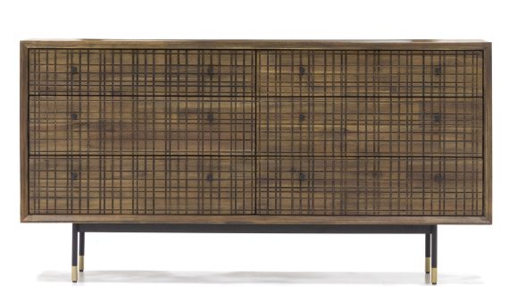 Drewniana Szafka Retro 3D ze Złotym Akcentem – Enigma