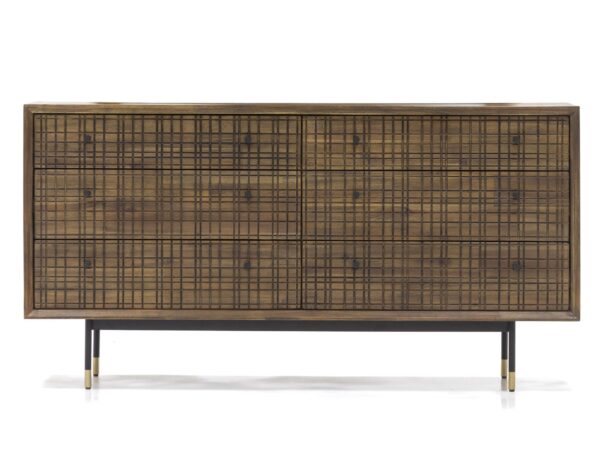 Komoda czterodrzwiowa z plecionymi frontami, widok pełny