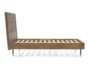 miniaturka Drewniane łóżko retro z metalem i złotymi zdobieniami – Enigma