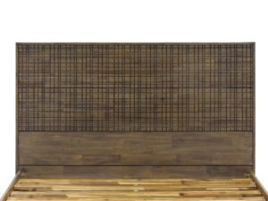 miniaturka Drewniane łóżko retro z metalem i złotymi zdobieniami – Enigma