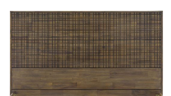 miniaturka Drewniane łóżko retro z metalem i złotymi zdobieniami – Enigma