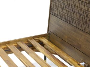 miniaturka Drewniane łóżko retro z metalem i złotymi zdobieniami – Enigma