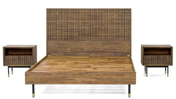 Zestaw Sypialniany Łóżko 180cm Dwie Szafki Nocne – Enigma