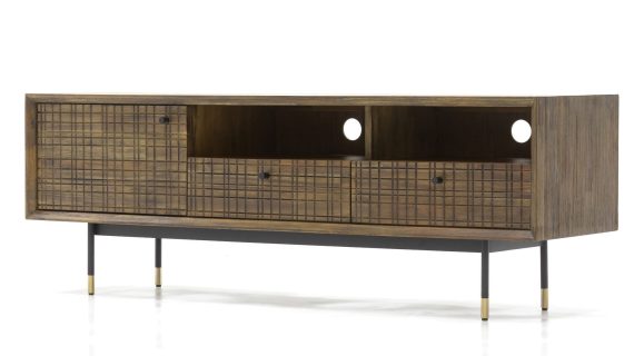 miniaturka Drewniana Komoda RTV Retro Metalowe Akcenty – Enigma