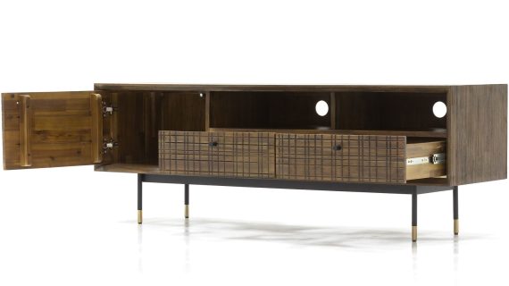 miniaturka Drewniana Komoda RTV Retro Metalowe Akcenty – Enigma