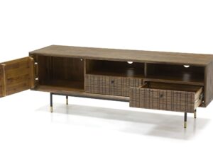 miniaturka Drewniana Komoda RTV Retro Metalowe Akcenty – Enigma