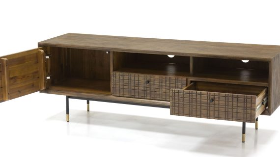 miniaturka Drewniana Komoda RTV Retro Metalowe Akcenty – Enigma