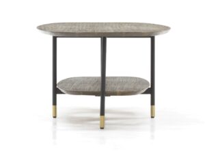 miniaturka Drewniany Stolik Kawowy z Półką Złote Akcenty – Enigma